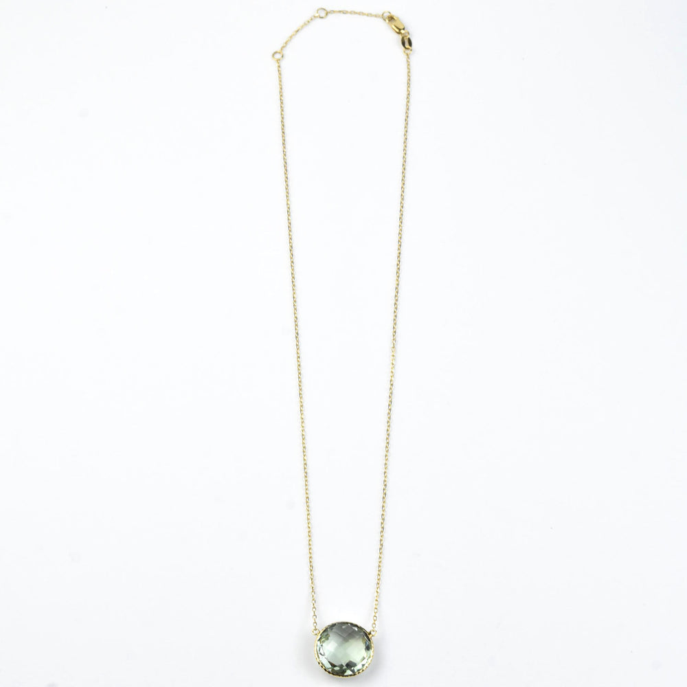 Green Amethyst Necklace in 14k Yellow Gold - Goldmakers Fine Jewelry