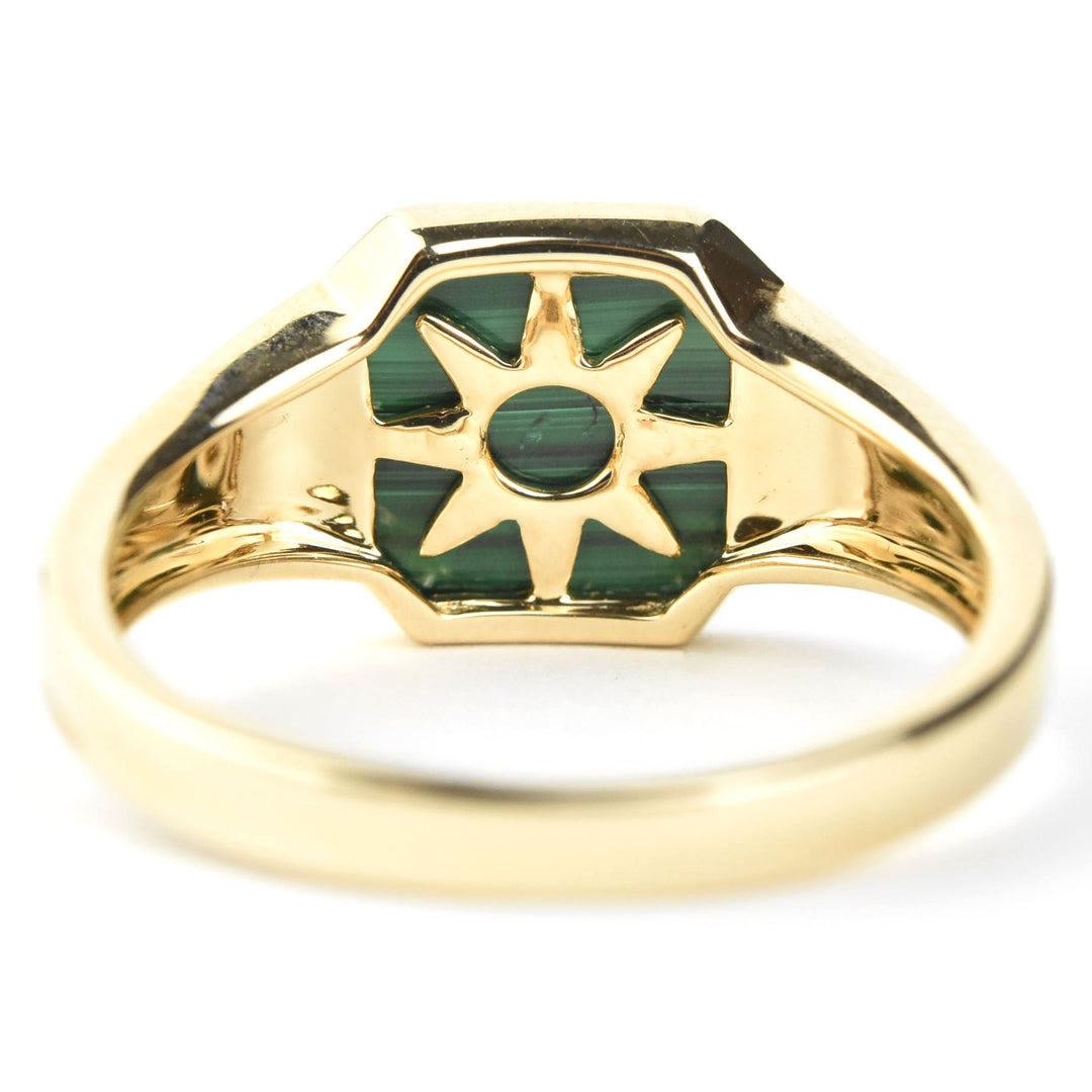 Malachite and Diamond Starburst Ring