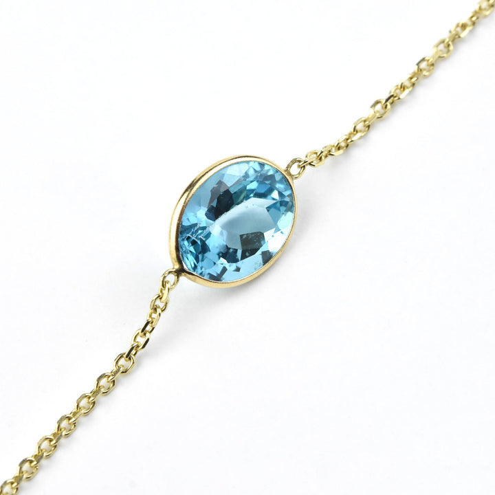 Long Multi-Gem Station Necklace in 14k Yellow Gold - Goldmakers Fine Jewelry