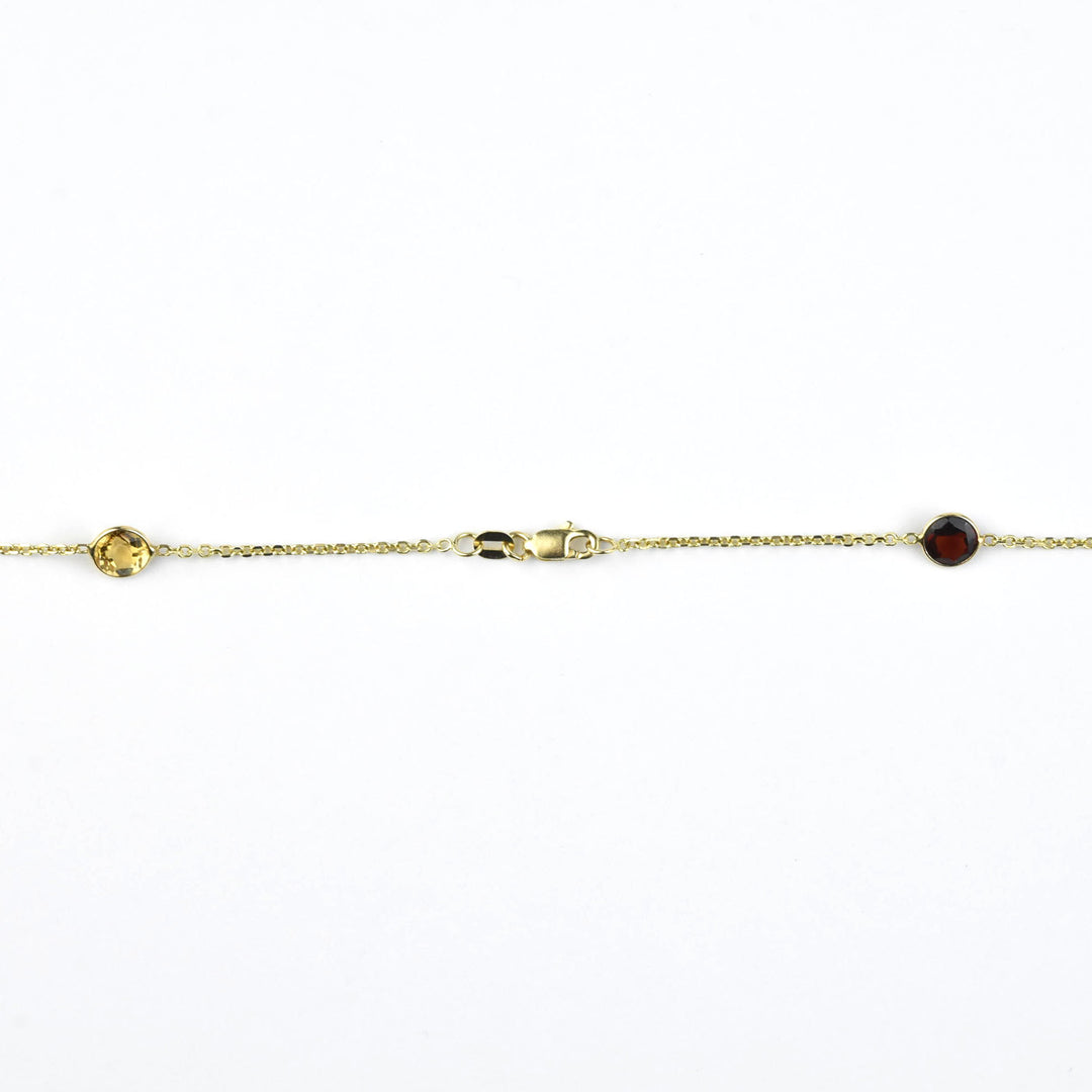 Long Multi-Gem Station Necklace in 14k Yellow Gold - Goldmakers Fine Jewelry