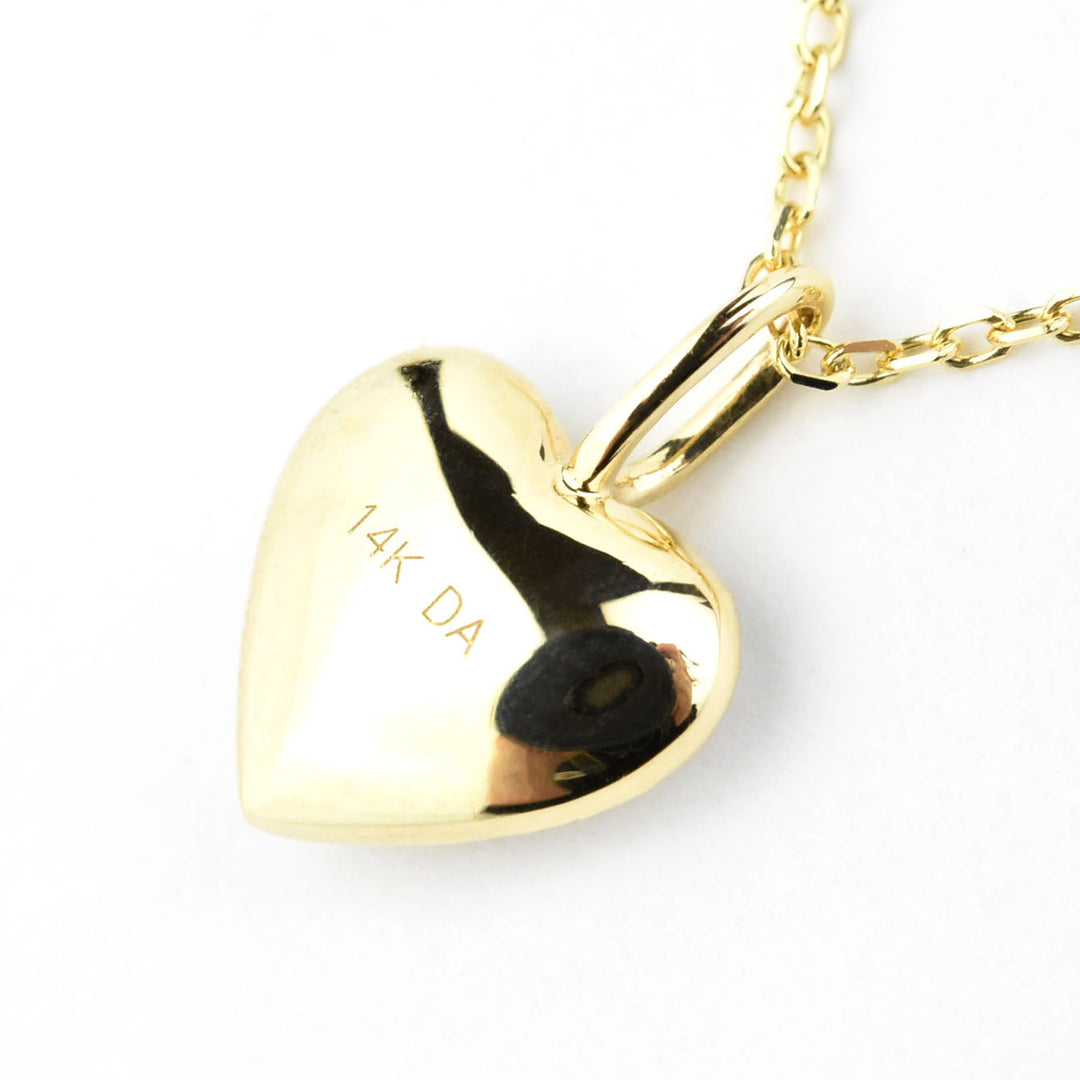 Pave Diamond Heart Necklace in 14k Yellow Gold