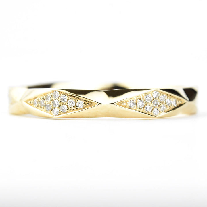 Faceted Stacking Ring with Pave Diamonds