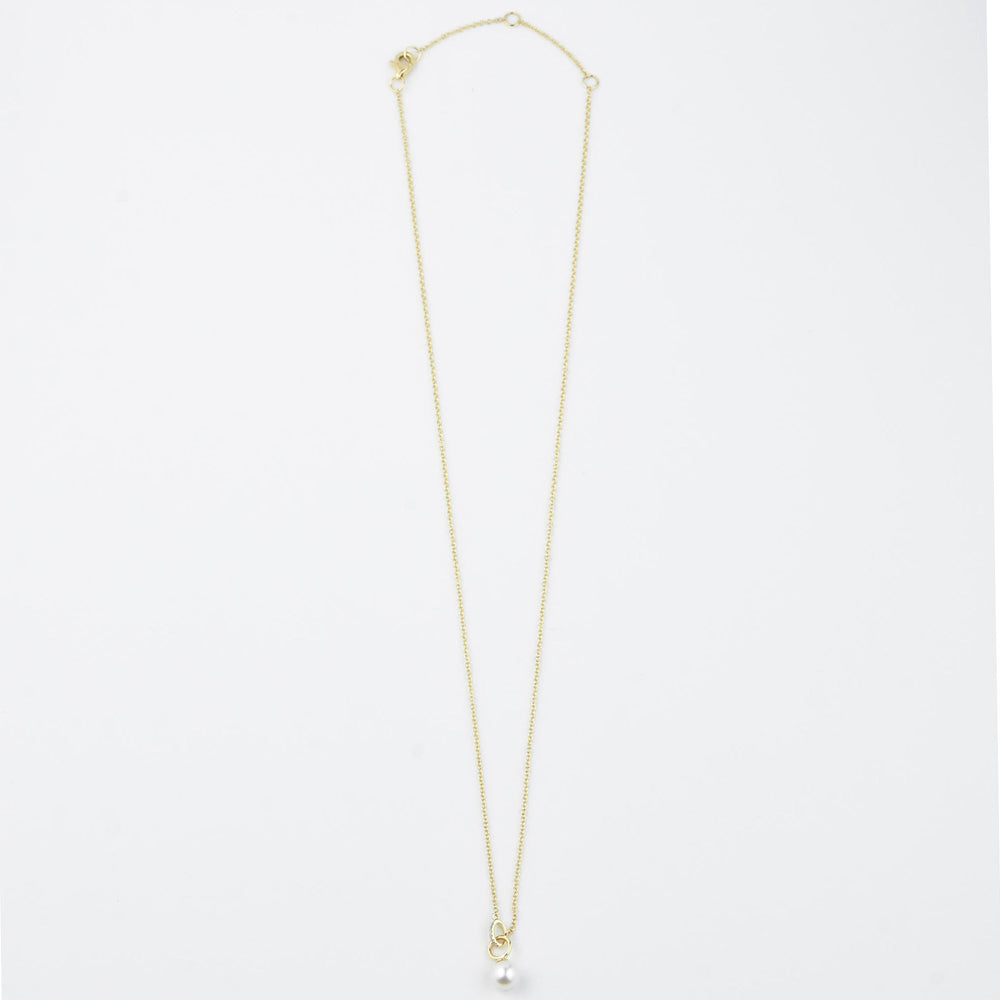 Pearl and Diamond Link Necklace in Yellow Gold - Goldmakers Fine Jewelry
