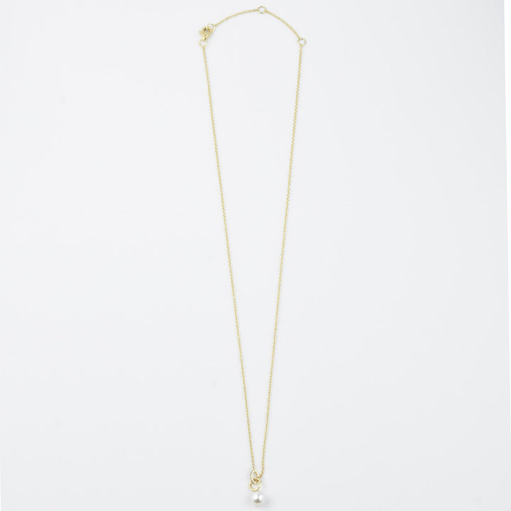 Pearl and Diamond Link Necklace in Yellow Gold - Goldmakers Fine Jewelry