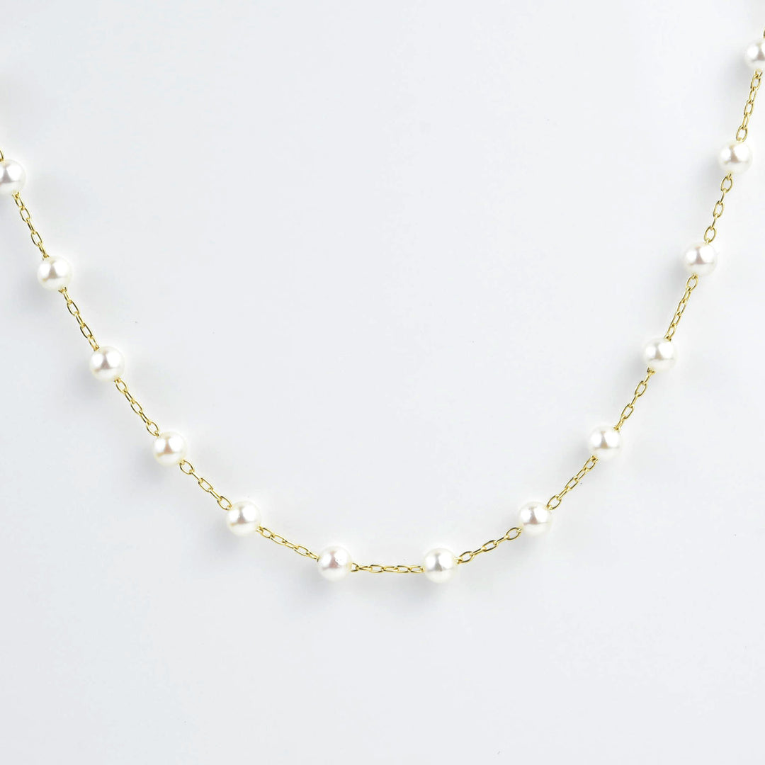 Pearl Chain Necklace in Yellow Gold – Goldmakers Fine Jewelry