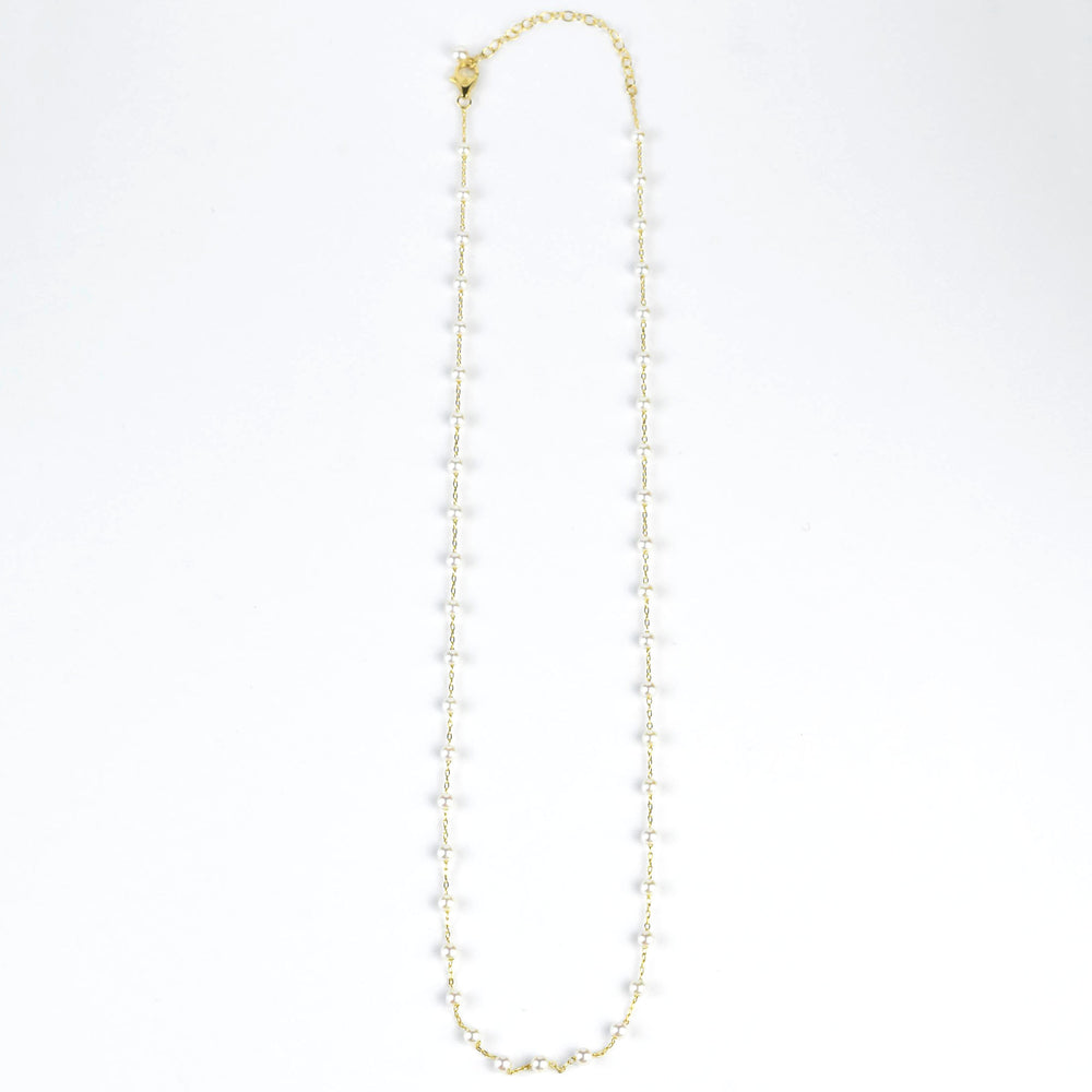 Pearl Chain Necklace in Yellow Gold - Goldmakers Fine Jewelry