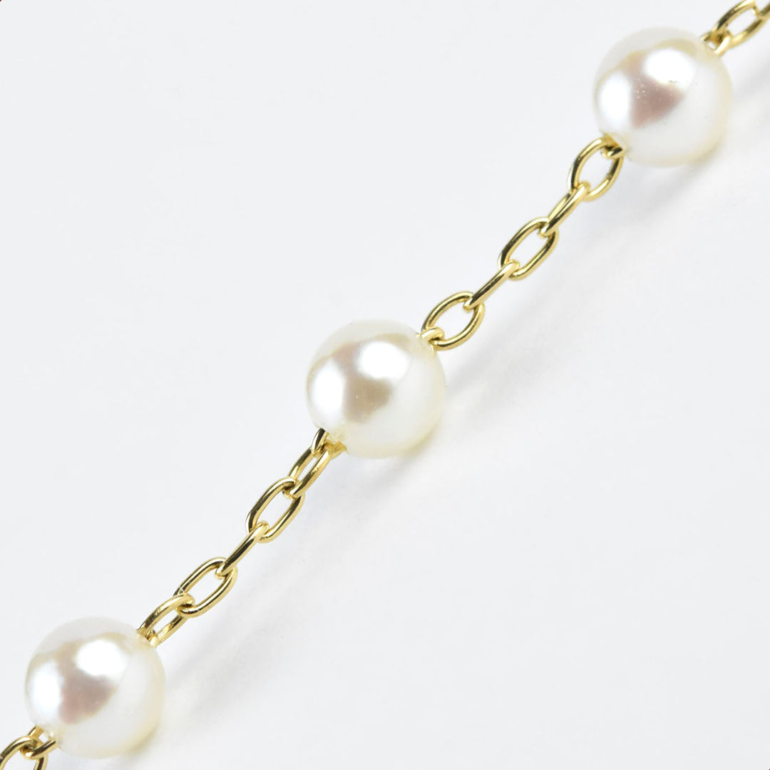 Pearl Chain Necklace in Yellow Gold - Goldmakers Fine Jewelry