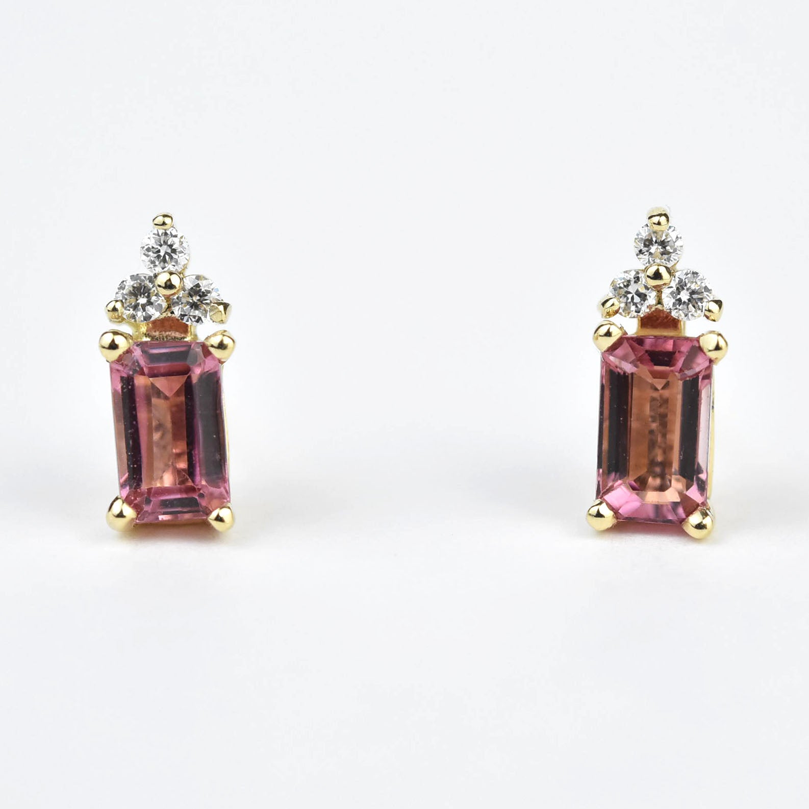 18ct Rose Gold Pink Tourmaline and Diamond Earrings | Kendalls