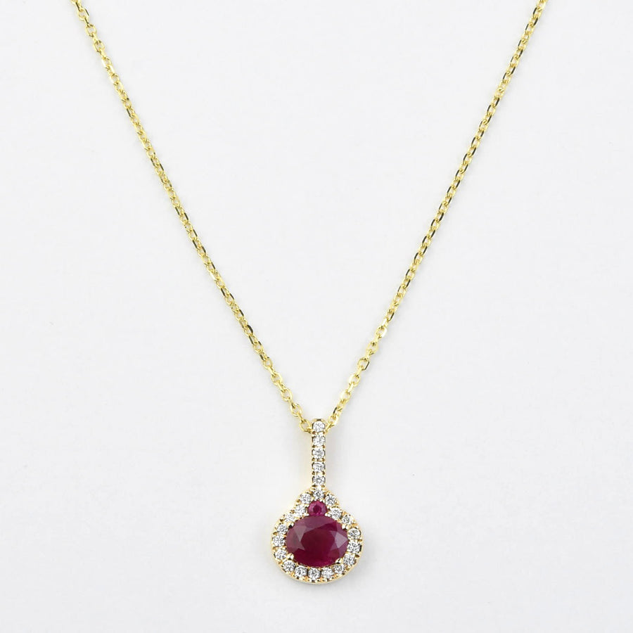 The Elsa: Ruby Necklace in Yellow Gold - Goldmakers Fine Jewelry