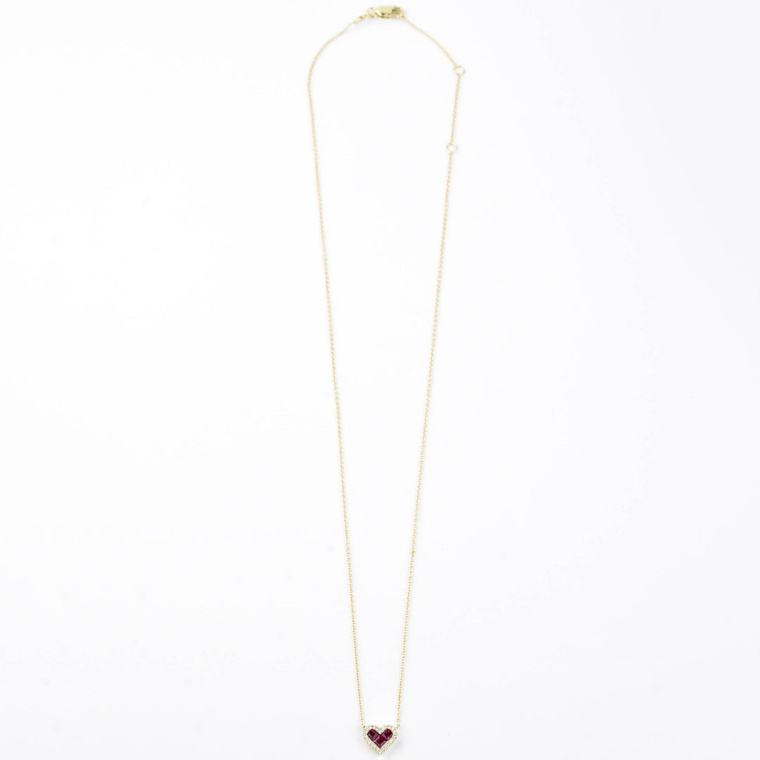 Ruby Heart Necklace in 14k Yellow Gold