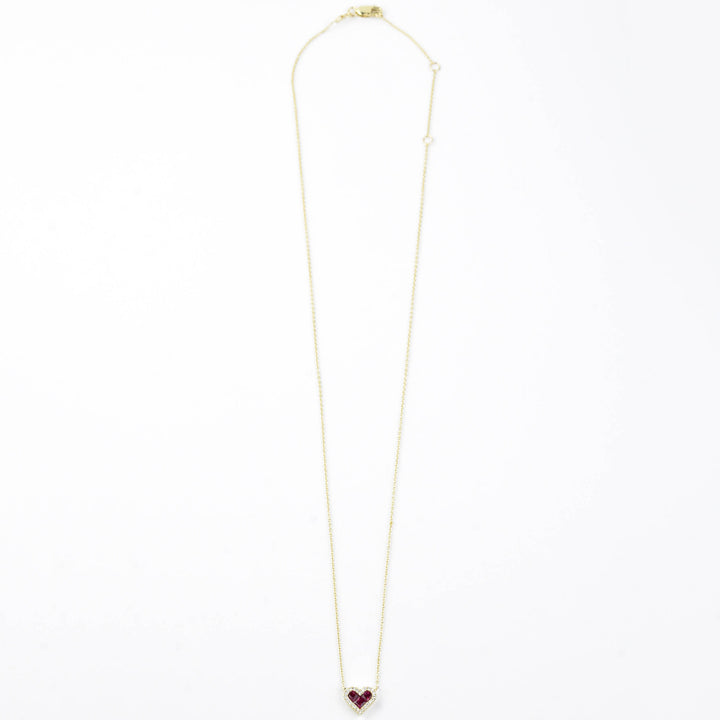 Ruby Heart Necklace in 14k Yellow Gold