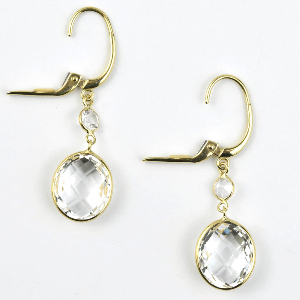 White Topaz Earrings in 14k Yellow Gold - Goldmakers Fine Jewelry