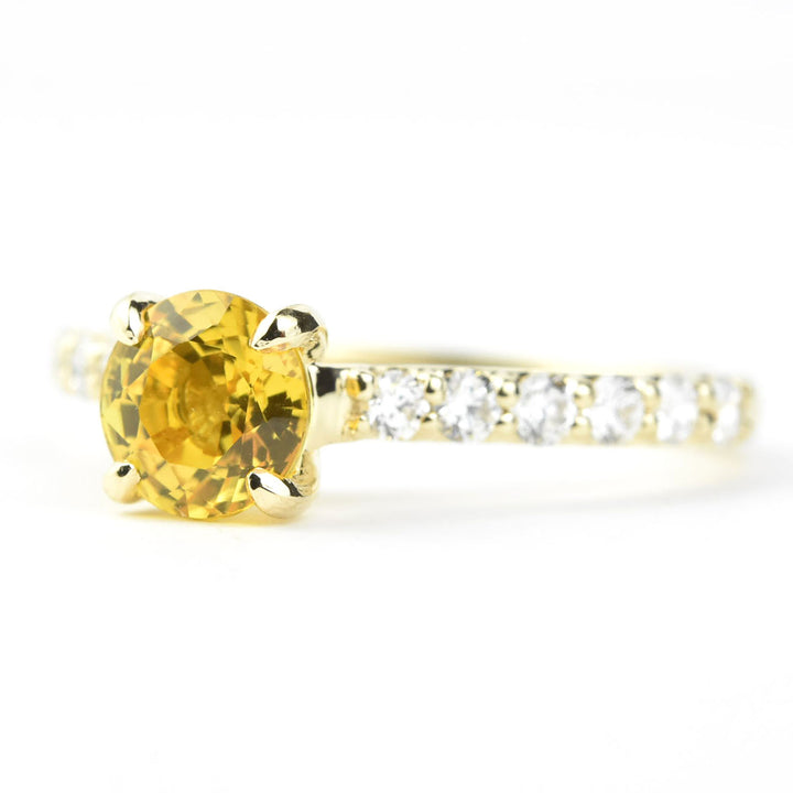 Yellow Sapphire and Diamond Engagement Ring - Goldmakers Fine Jewelry
