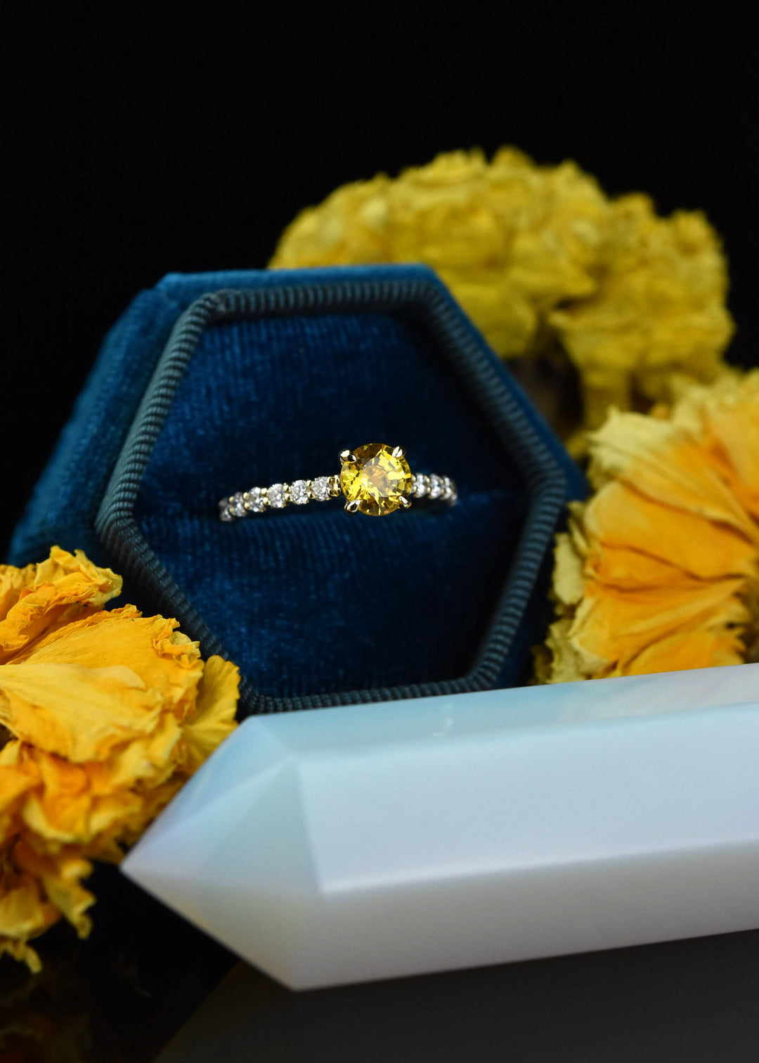 Yellow Sapphire and Diamond Engagement Ring - Goldmakers Fine Jewelry