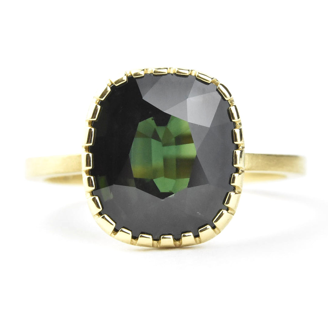 Deep Green Tourmaline Ring in 18k Gold
