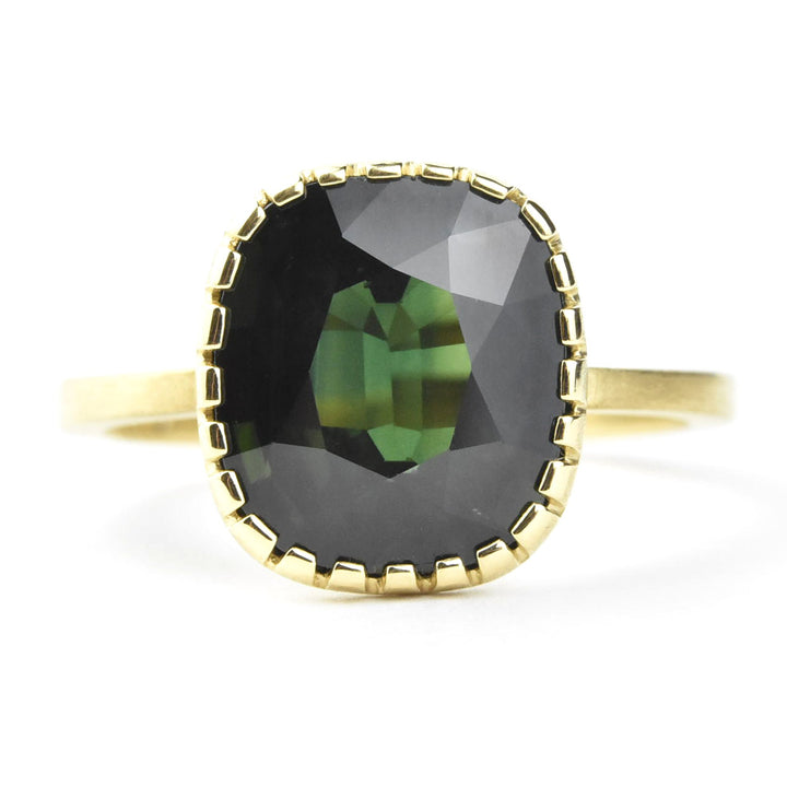 Deep Green Tourmaline Ring in 18k Gold
