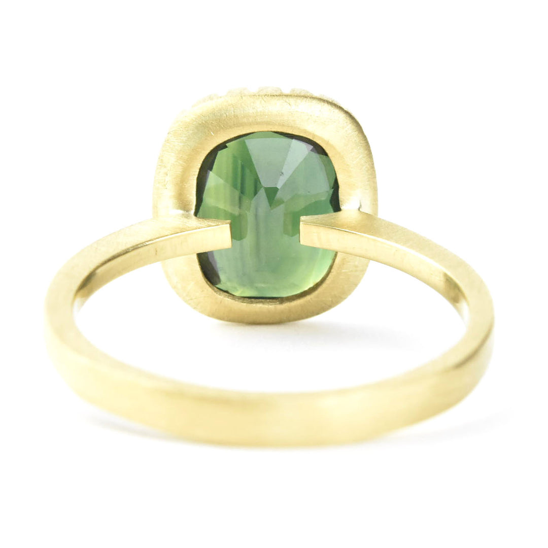 Deep Green Tourmaline Ring in 18k Gold
