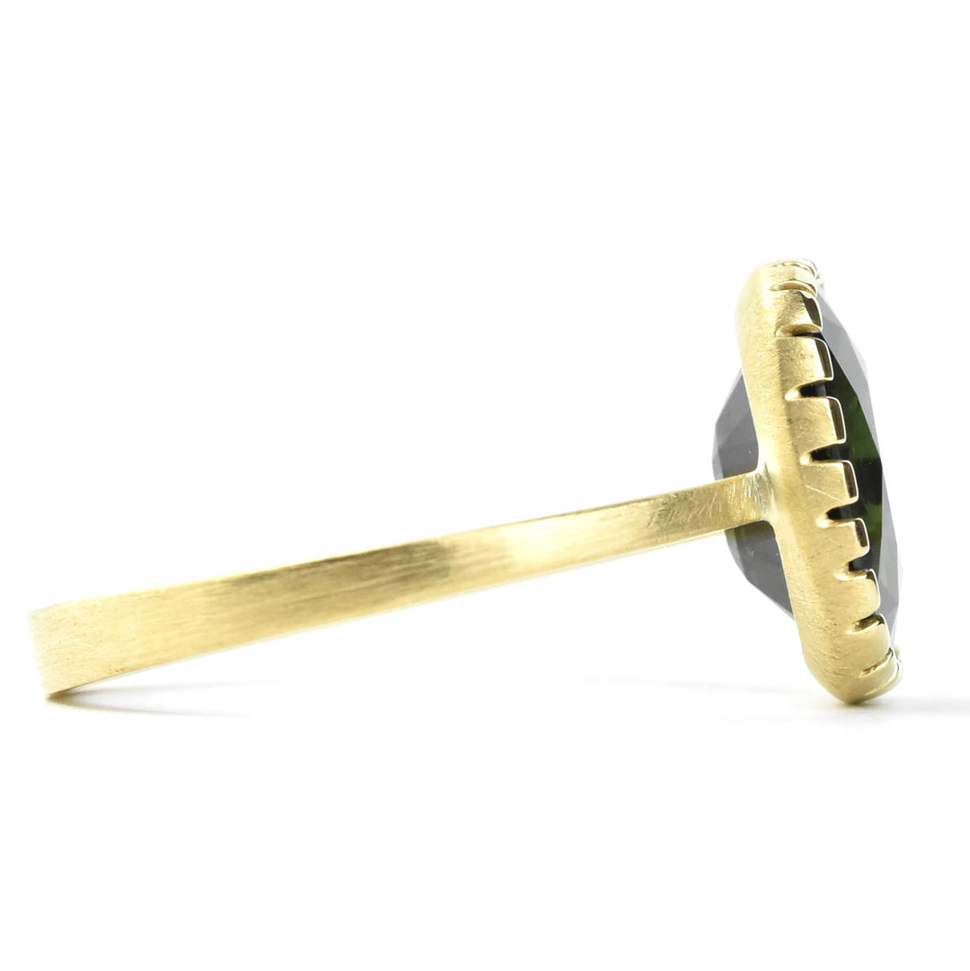 Deep Green Tourmaline Ring in 18k Gold