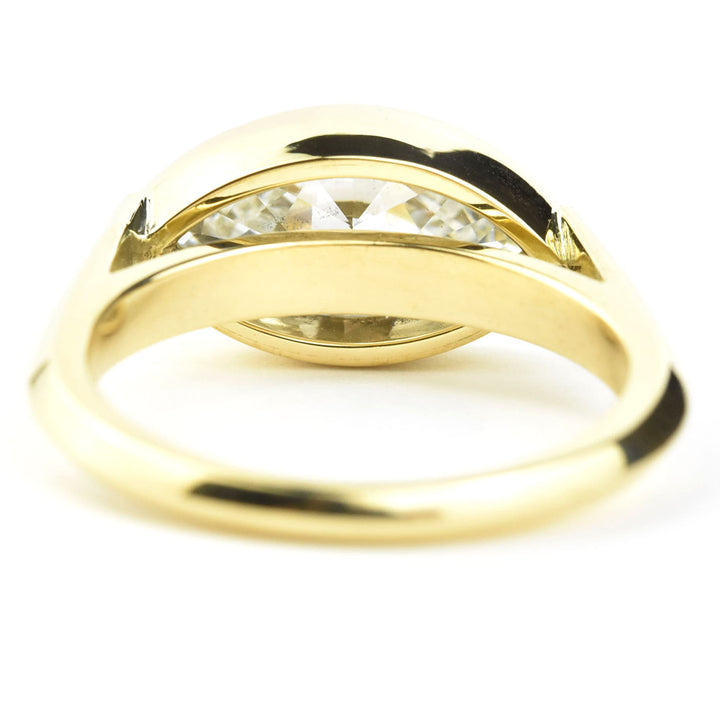 Marquise Diamond Bezel Ring in 18k Gold - Goldmakers Fine Jewelry