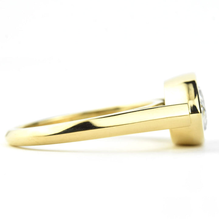 Marquise Diamond Bezel Ring in 18k Gold - Goldmakers Fine Jewelry