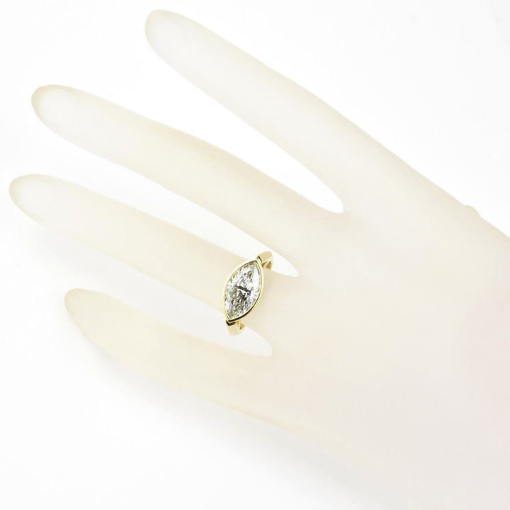 Marquise Diamond Bezel Ring in 18k Gold - Goldmakers Fine Jewelry