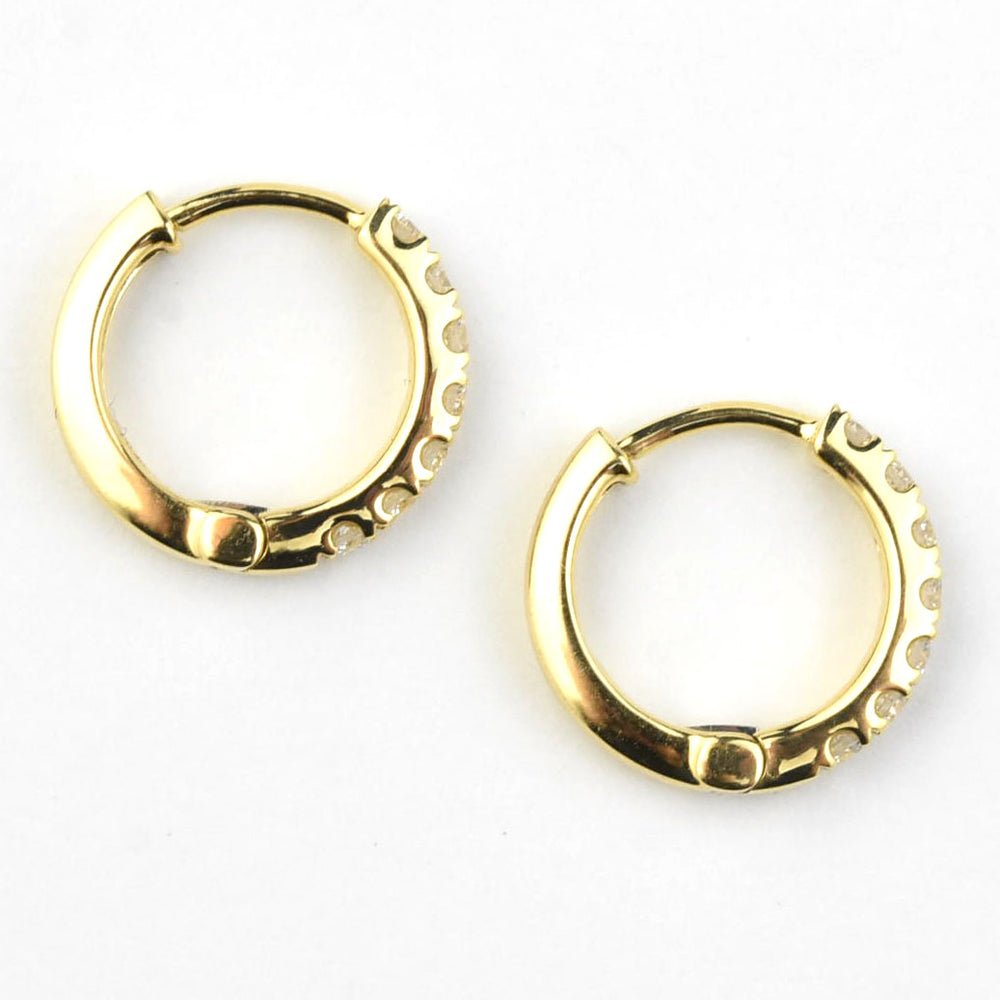 Classic Diamond Huggies in 18k Yellow Gold - Goldmakers Fine Jewelry