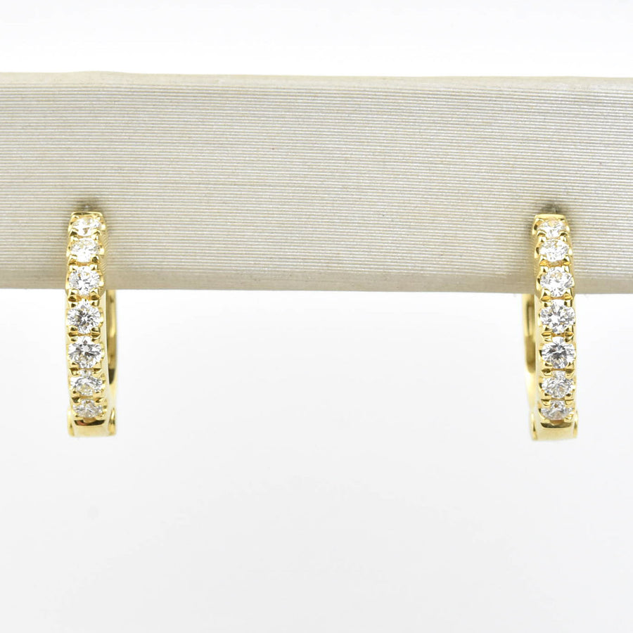 Classic Diamond Huggies in 18k Yellow Gold - Goldmakers Fine Jewelry