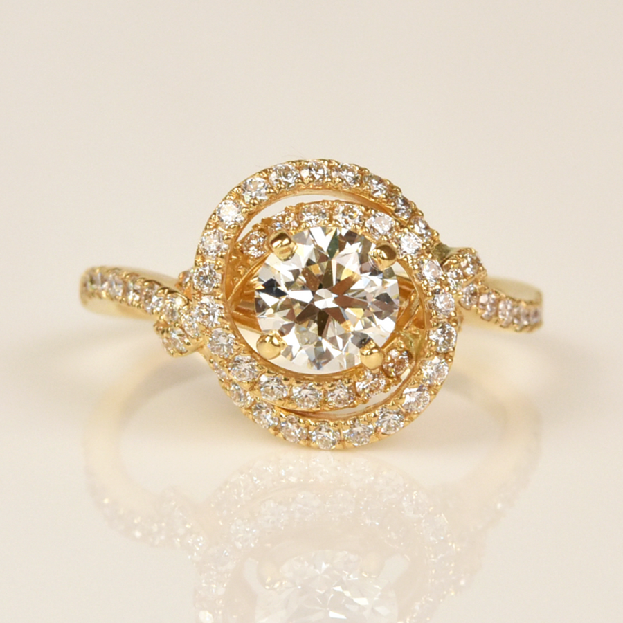 Diamond Whorl Engagement Ring in Yellow Gold - Goldmakers Fine Jewelry
