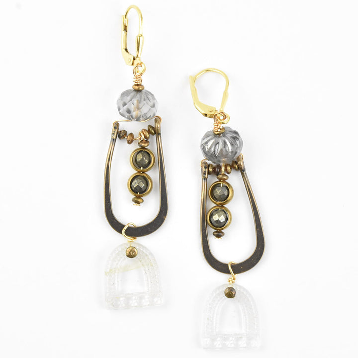 1920's Vintage Glass and Brass Earrings