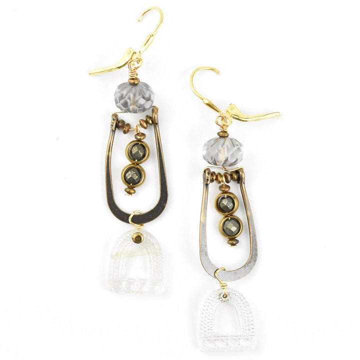 1920's Vintage Glass and Brass Earrings