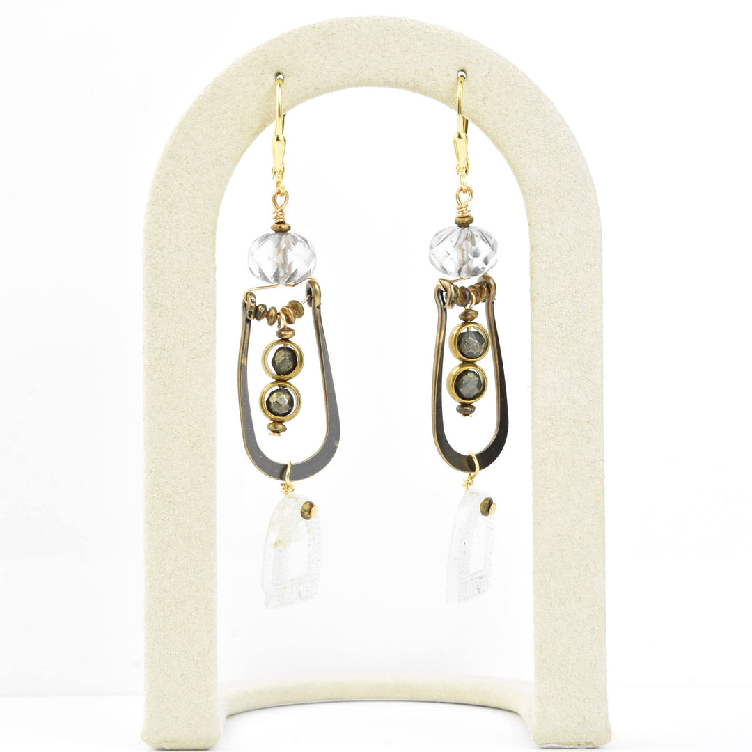 1920's Vintage Glass and Brass Earrings