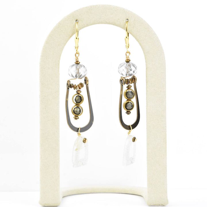 1920's Vintage Glass and Brass Earrings