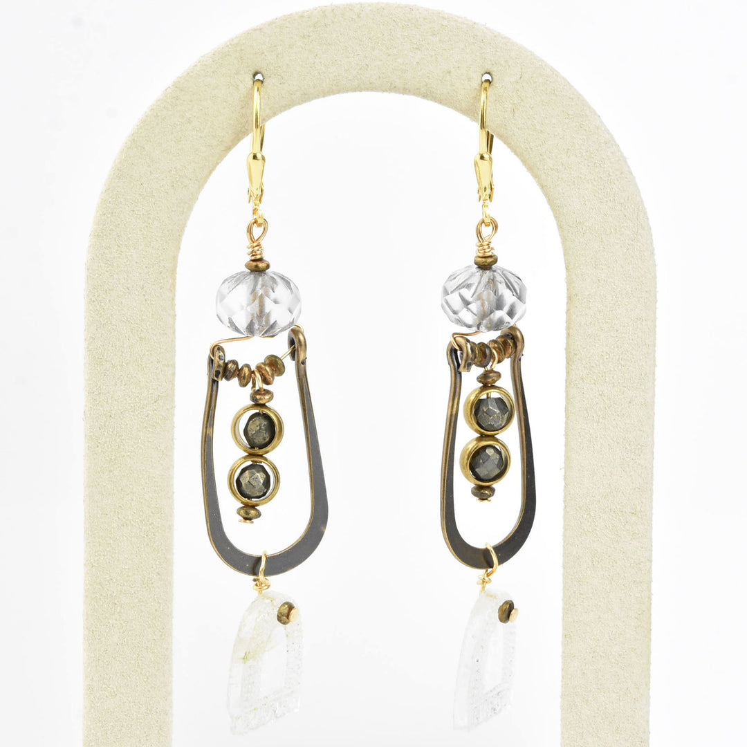 1920's Vintage Glass and Brass Earrings