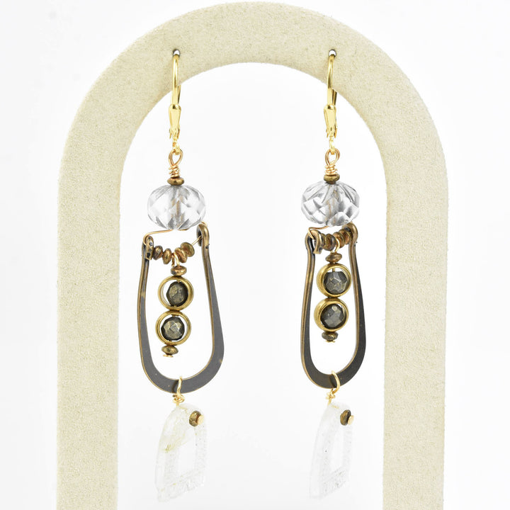 1920's Vintage Glass and Brass Earrings