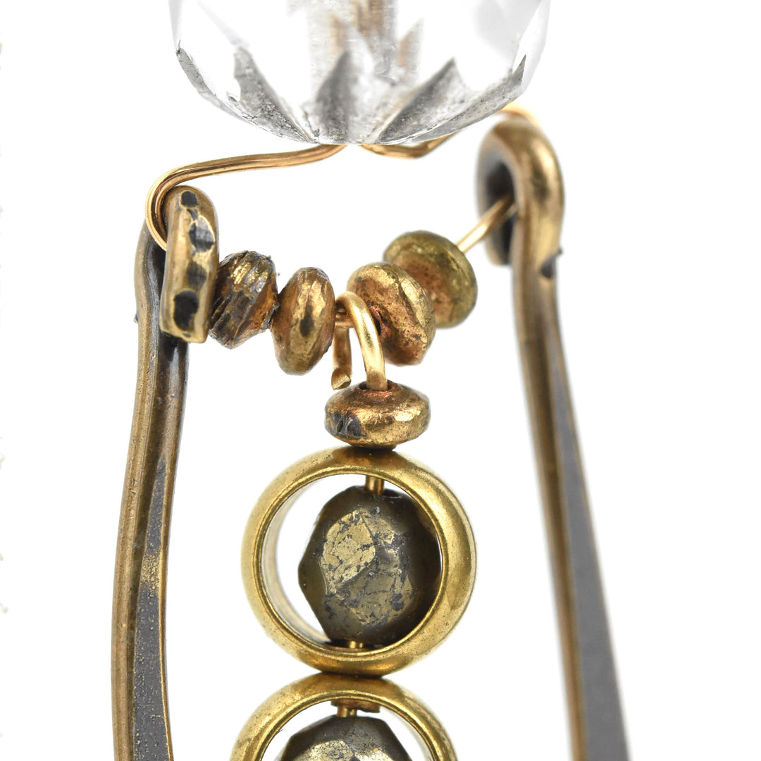 1920's Vintage Glass and Brass Earrings