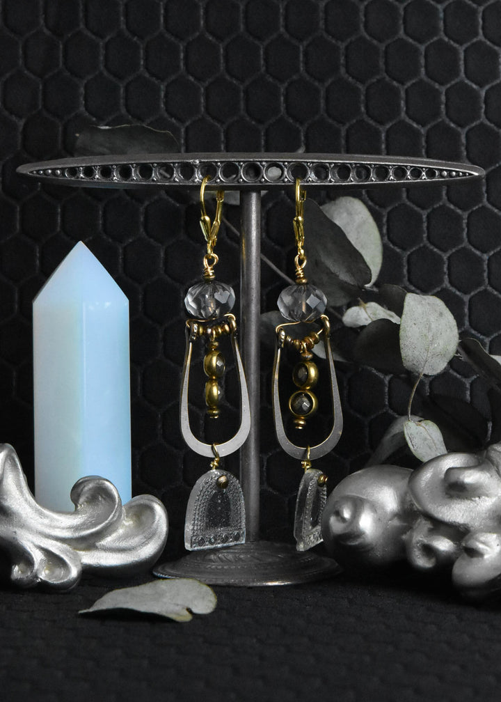 1920's Vintage Glass and Brass Earrings