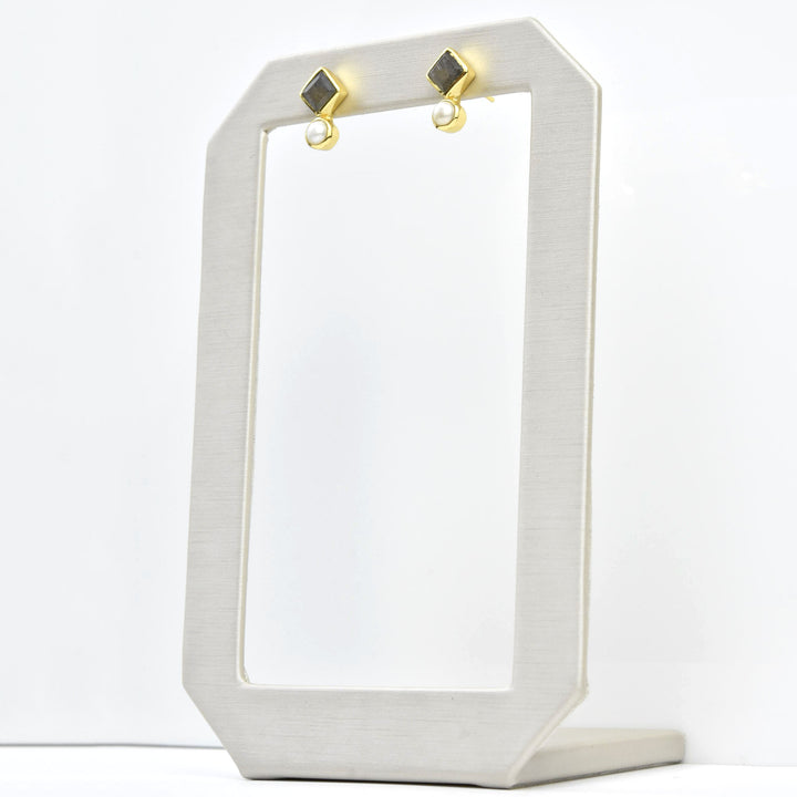 Labradorite and Pearl Earrings - Goldmakers Fine Jewelry