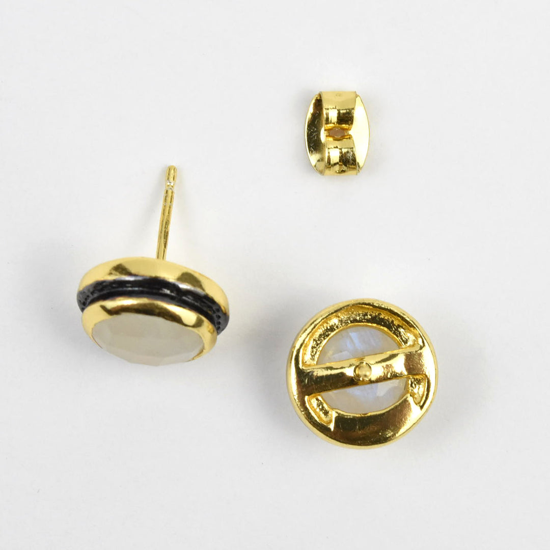 Rainbow Moonstone Post Earrings - Goldmakers Fine Jewelry