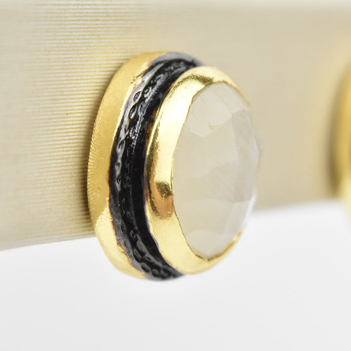 Rainbow Moonstone Post Earrings - Goldmakers Fine Jewelry