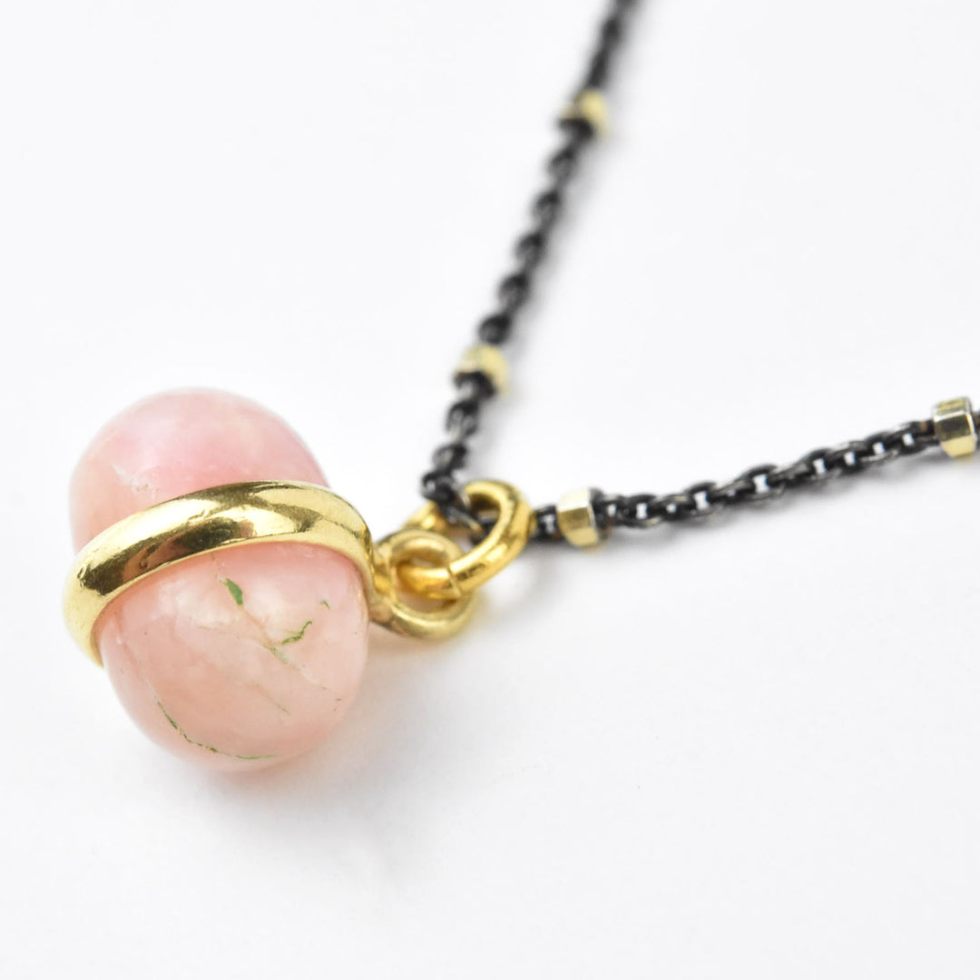 Mixed Metal Pink Opal Bead Necklace - Goldmakers Fine Jewelry