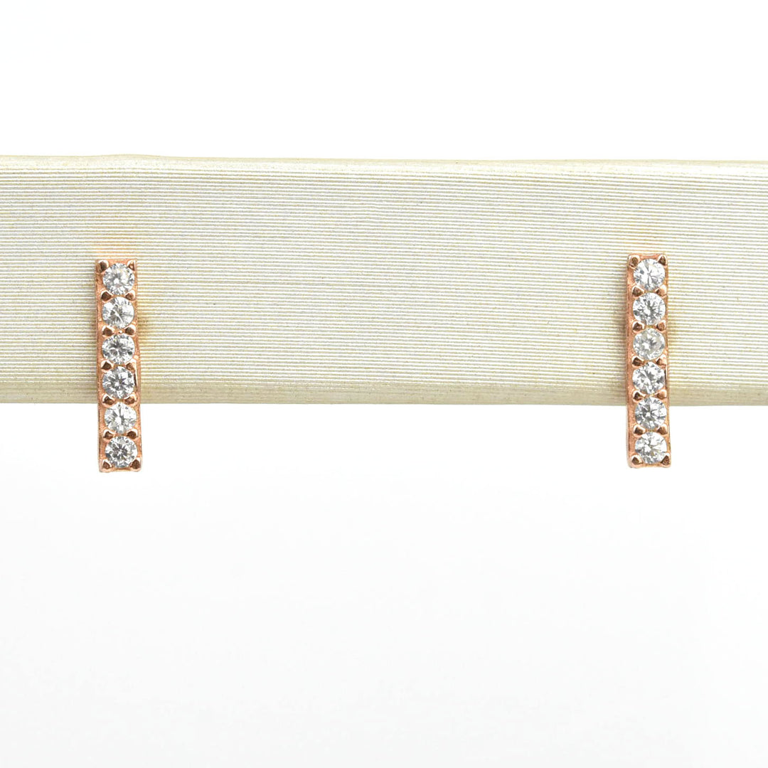 Crystal Encrusted Bar Studs - Goldmakers Fine Jewelry