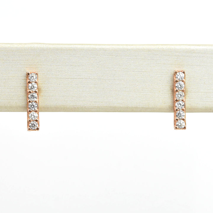 Crystal Encrusted Bar Studs - Goldmakers Fine Jewelry