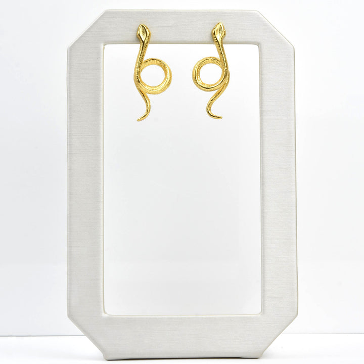 Brass Snake Earrings - Goldmakers Fine Jewelry