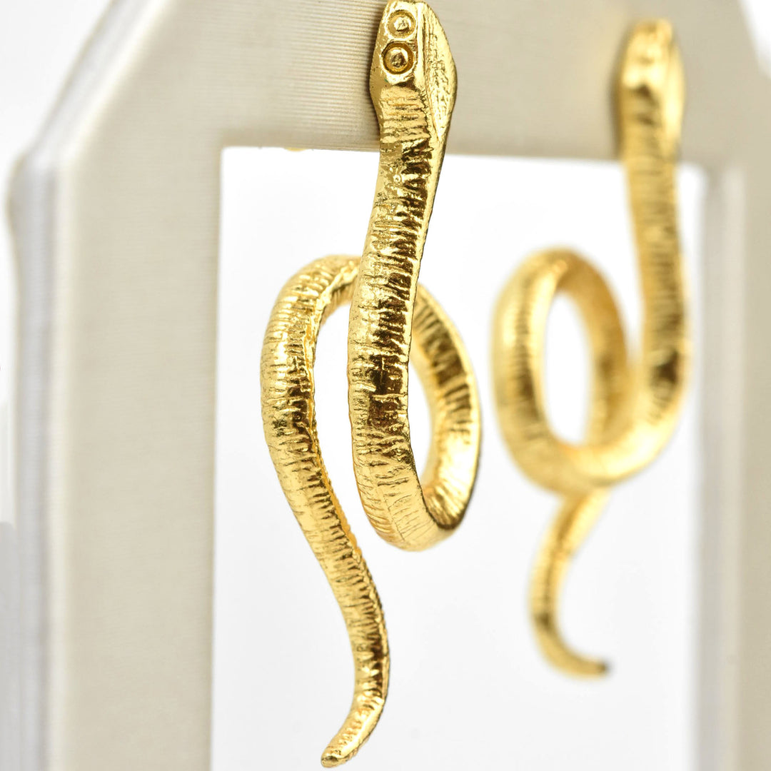 Brass Snake Earrings - Goldmakers Fine Jewelry