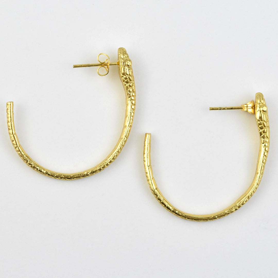 Gold Plated Snake Hoops - Goldmakers Fine Jewelry