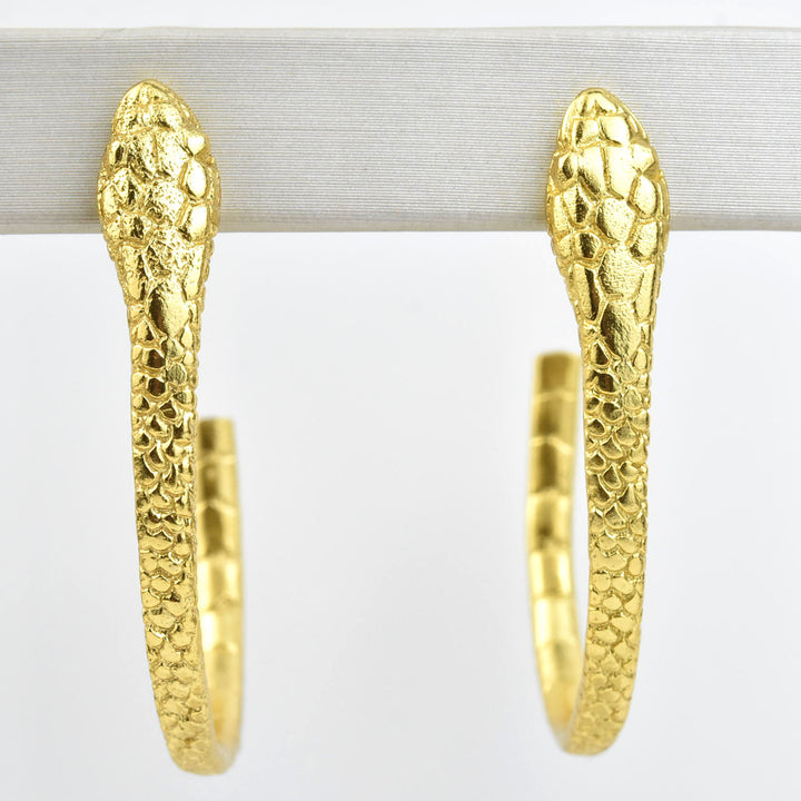 Gold Plated Snake Hoops - Goldmakers Fine Jewelry
