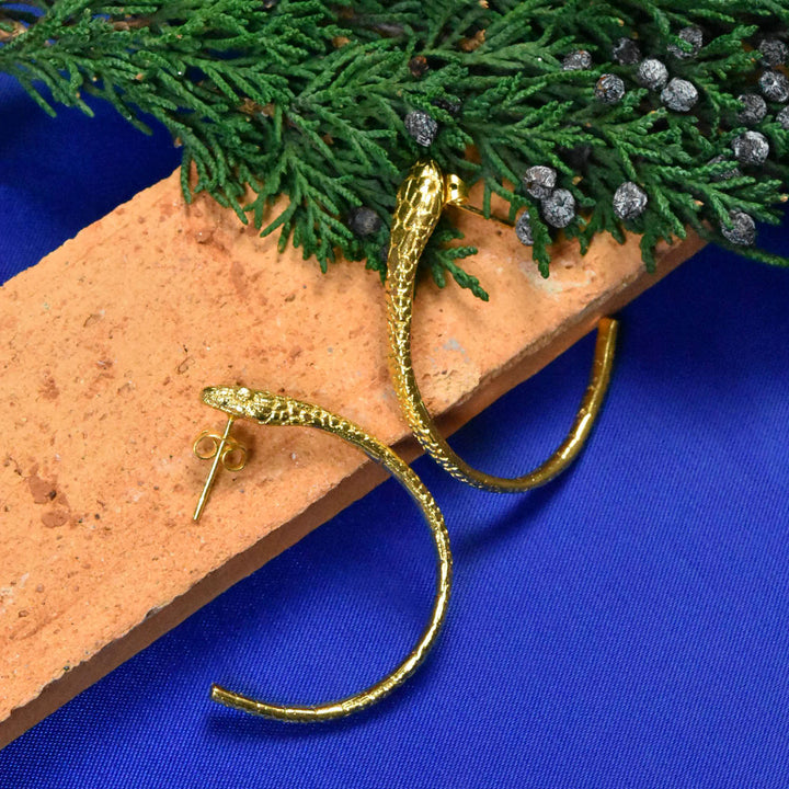 Gold Plated Snake Hoops - Goldmakers Fine Jewelry