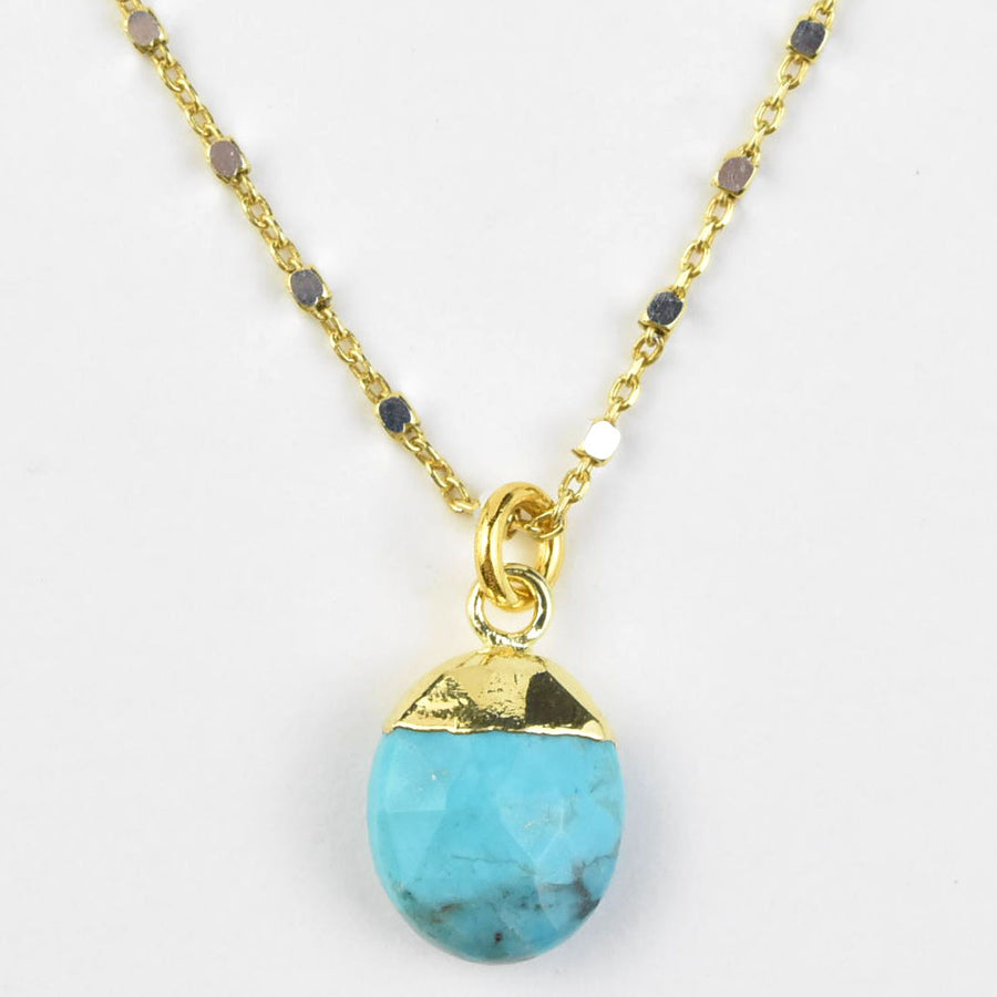 Turquoise Vermeil Necklace in Two Tone - Goldmakers Fine Jewelry