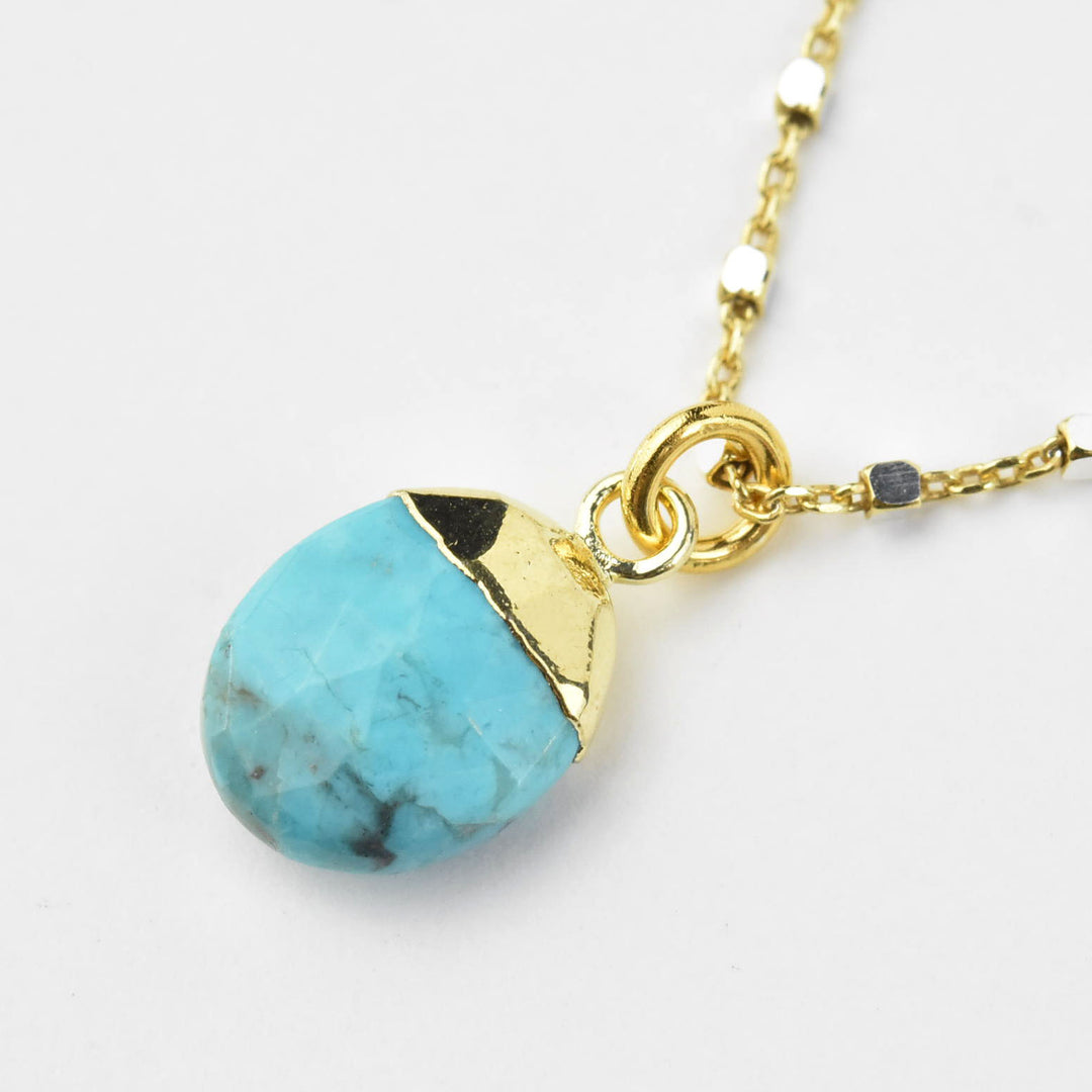 Turquoise Vermeil Necklace in Two Tone - Goldmakers Fine Jewelry