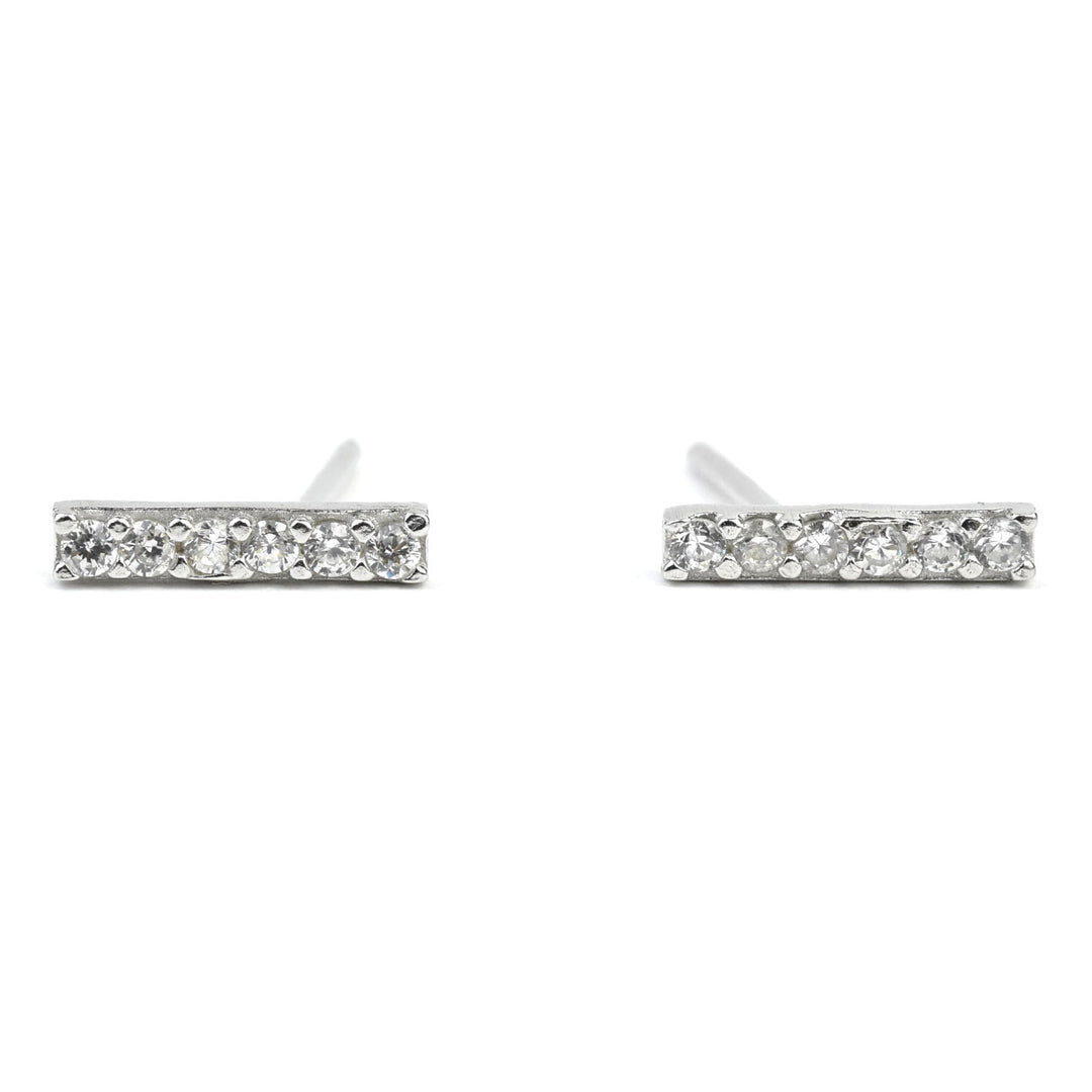 Crystal Encrusted Bar Studs - Goldmakers Fine Jewelry